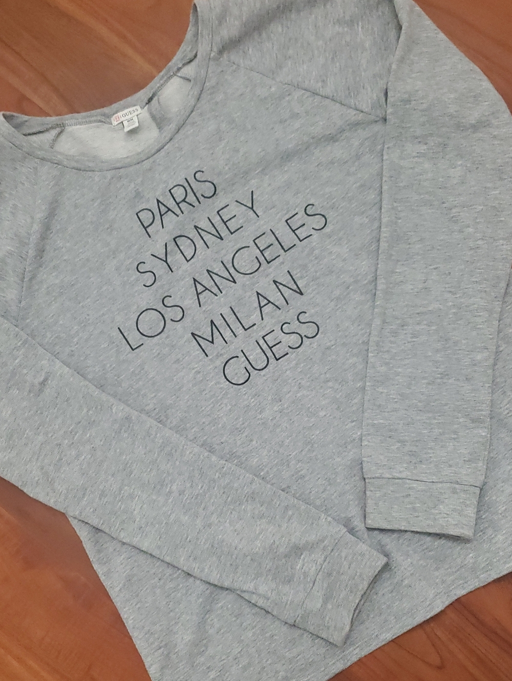 Guess Light Gray City Names Crewneck Sweatshirt